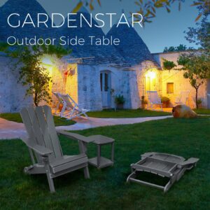 GARDENSTAR Adirondack Square Outdoor Side Table,2-Tier Storage Patio Side Table, HDPE End Tables for Backyard Pool Porch Garden Lawn(Grey)