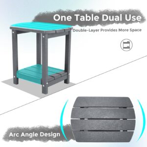 GARDENSTAR Adirondack Square Outdoor Side Table,2-Tier Storage Patio Side Table, HDPE End Tables for Backyard Pool Porch Garden Lawn(Grey)