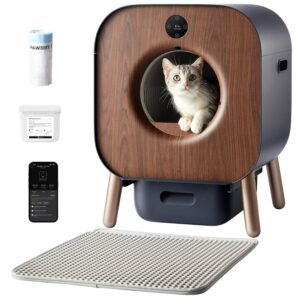 PAWBBY Self Cleaning Litter Box, Automatic Cat Litter Box Self Cleaning for Multi Cats, TUV Certified/Anti-Pinch/Safety Protection/Odor Removal/APP Control Extra Large Litter Box with Mat & Liner