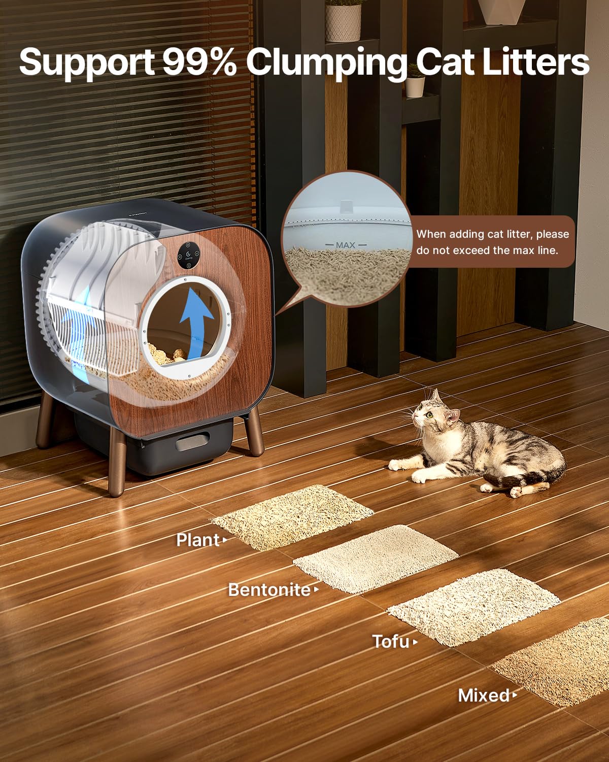 PAWBBY Self Cleaning Litter Box, Automatic Cat Litter Box Self Cleaning for Multi Cats, TUV Certified/Anti-Pinch/Safety Protection/Odor Removal/APP Control Extra Large Litter Box with Mat & Liner