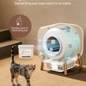 PAWBBY Self Cleaning Litter Box, Automatic Cat Litter Box Self Cleaning for Multi Cats, TUV Certified/Anti-Pinch/Safety Protection/Odor Removal/APP Control Extra Large Litter Box with Mat & Liner