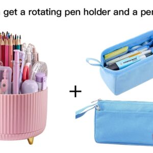 WNING Pen Holder for Desk, Pencil Holder,5 Slots 360° Degree Rotating Desk Organizers and Accessories, Cute Pen Cup Pot for Office, School, Home, Art Supply (pink)