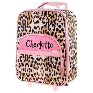 stephen joseph kids luggage - personalized carry on luggage - animal print travel bag - all over print rolling bag with custom name
