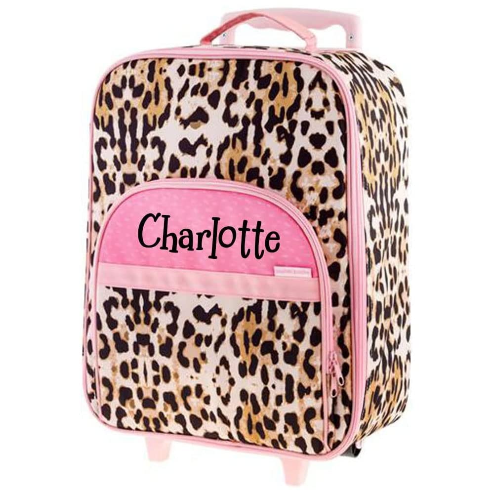 Stephen Joseph Kids Luggage - Personalized Carry On Luggage - Animal Print Travel Bag - All Over Print Rolling Bag with Custom Name