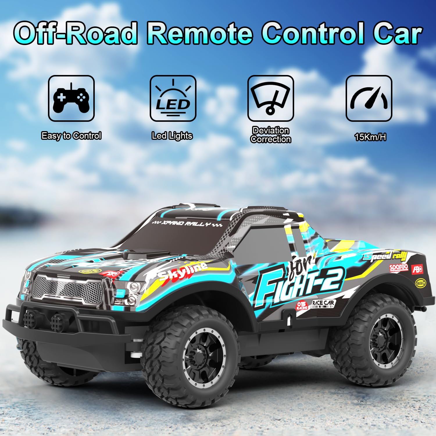 Remote Control Car, 1/24 Scale Model Racing Car Toys, RC Car for Kids and Boys with Cool Led Lights, Hobby RC Cars Toys Birthday Gifts for 3 4 5 6 7 8 Year Old Boys Girls