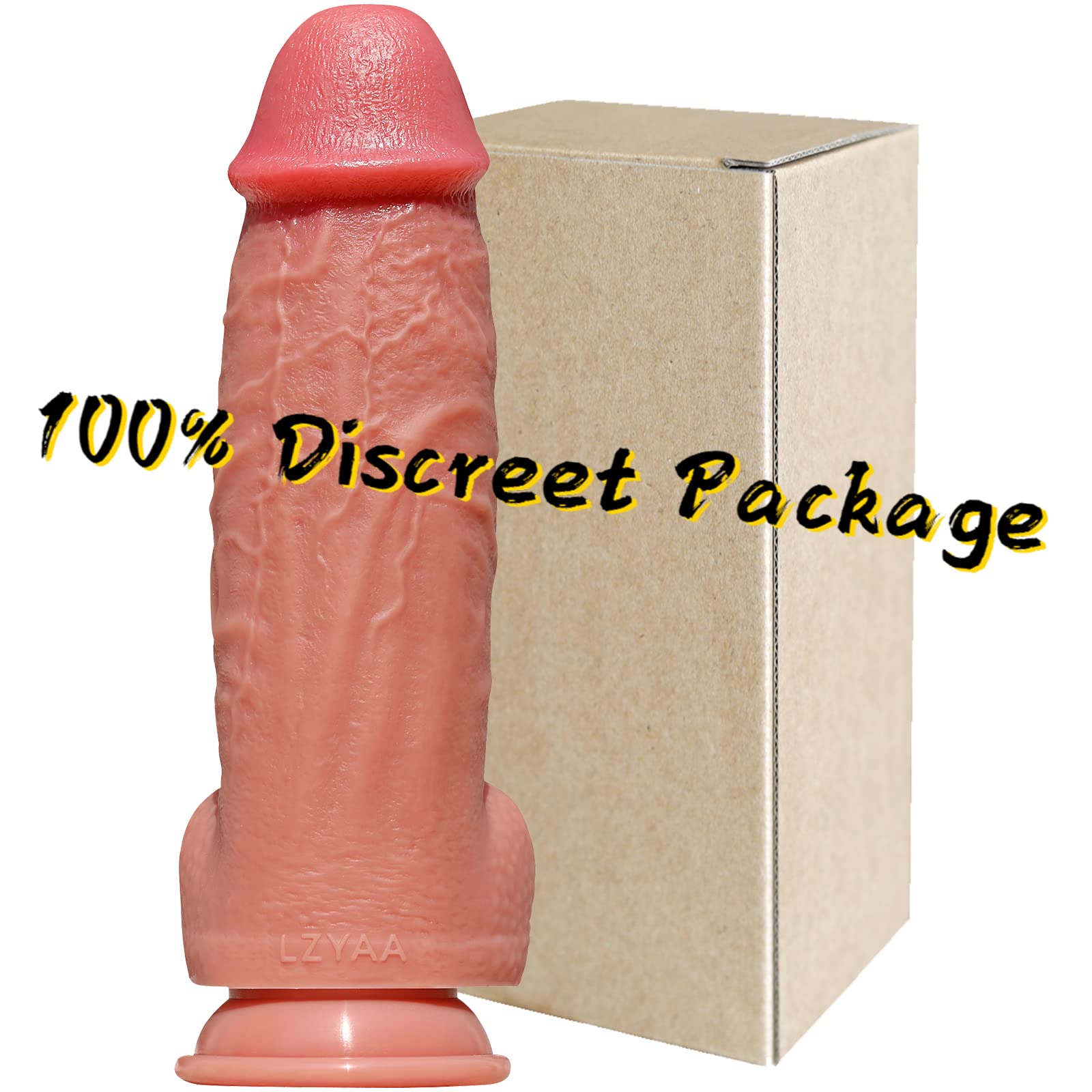 XXXL Realistic Dildo 3.1 Inch Diameter Double Layer Design 12 Inch Long Huge Thick Penis Silicone Material Big Dick Cock Adult Sex Toy Strong Suction Cup 2 Balls for Experienced Women