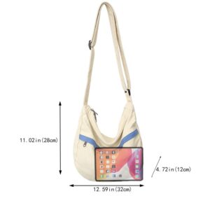 PRAGARI Canvas Messenger Bag Hobo Crossbody Bag for Women White Shoulder Tote Handbag Vintage Aesthetic Travel Work