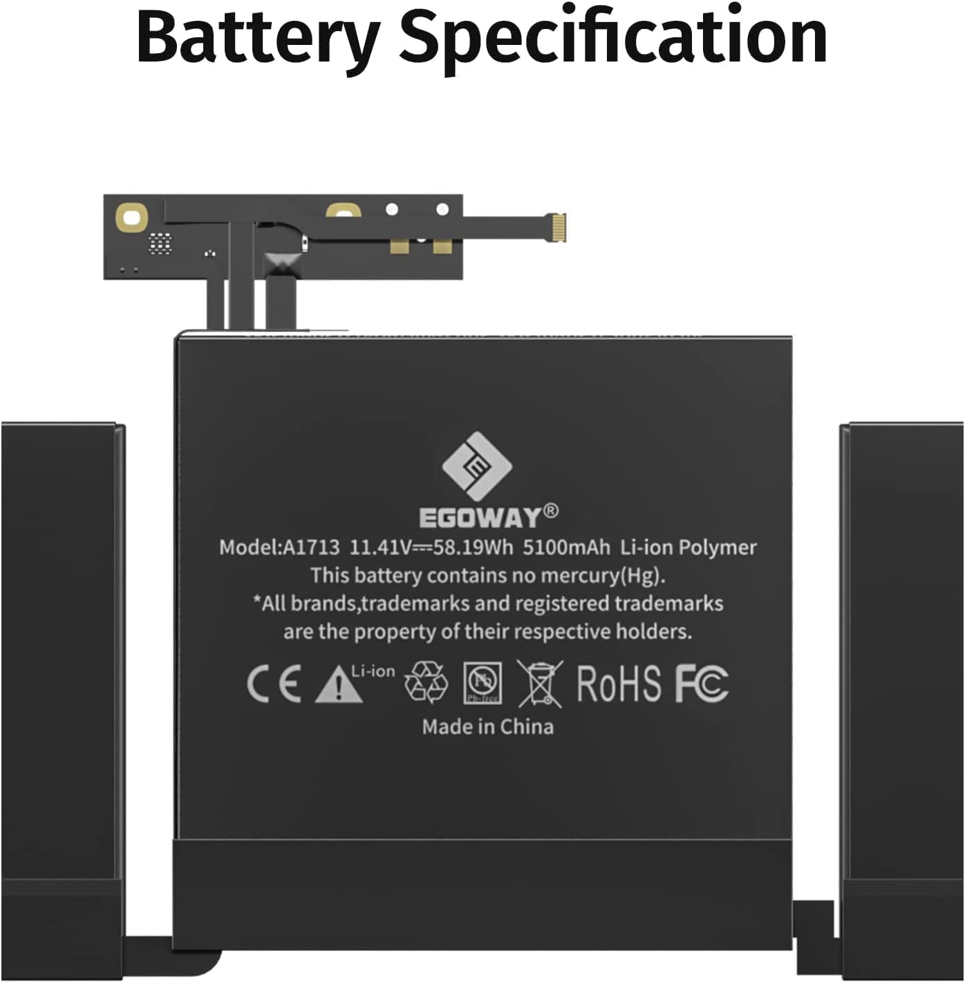 A1708 A2159 A2289 A2338 Battery, Egoway Replacement Battery for A1713 A2171, Compatible with Mac Book Pro 13 Inch (Late 2016, Mid 2017, Mid 2019, 2020), EMC 2978 3164 3301 3456 3578