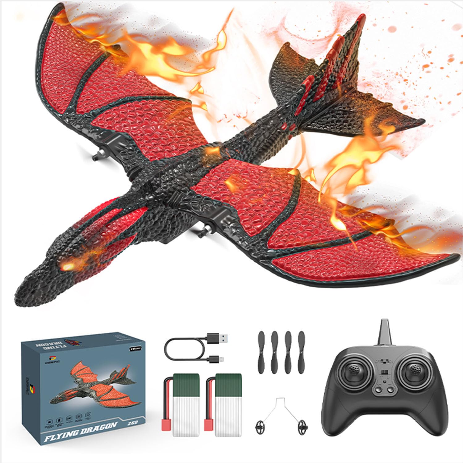 DEERC RC Plane,2.4GHz Remote Control Dragon Plane Toys,2CH 6-axis Gyro Stabilizer RTF Airplane with 2 Batteries,Easy to Fly for Adults Kids Beginners Boys