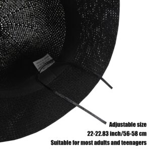 YOFARCHOY Lightweight Packable Sun Hat for Women Foldable Sunhats Woven Bucket Hats Packable Beach Hat Floppy Knitted Woven Hat Black