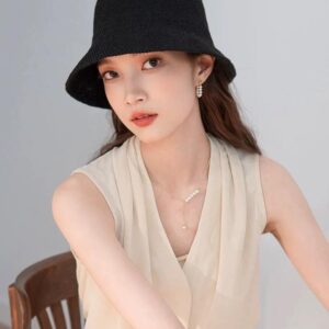 YOFARCHOY Lightweight Packable Sun Hat for Women Foldable Sunhats Woven Bucket Hats Packable Beach Hat Floppy Knitted Woven Hat Black