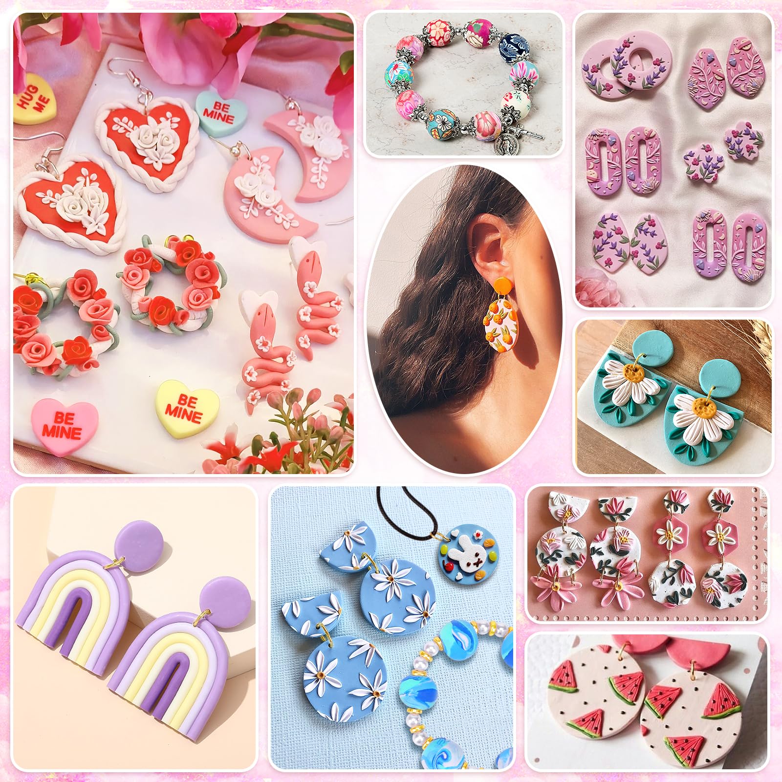 CGBOOM 527Pcs Polymer Clay Earring Making Kits,3 in 1 Clay Earring and Bracelet Making Kit, Jewelry Making Tools for Adults and Kids, Present for Girls,Teens and Adults