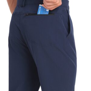 MoFiz Lightweight Slim Fit Golf Pants Stretch Pants Works Dress Comfort Light Trousers for Traveling Navy Size 34W