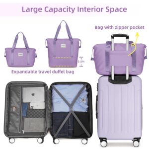 LARVENDER Luggage Sets 5 Piece, Expandable Luggage Set Clearance for Women, Suitcases with Wheels, Hardside Hard Shell Travel Luggage with TSA Lock (Lavender, 5pcs)