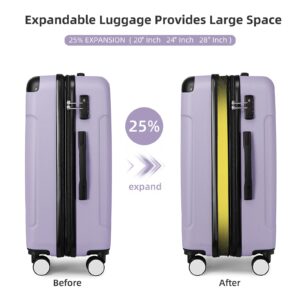 LARVENDER Luggage Sets 5 Piece, Expandable Luggage Set Clearance for Women, Suitcases with Wheels, Hardside Hard Shell Travel Luggage with TSA Lock (Lavender, 5pcs)