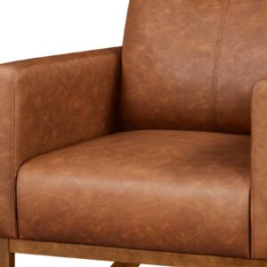 Yaheetech Leather Living Room Chair, Rocking Accent Chair, Modern Nursery Glider Chair with High Back and Side Pocket, Accent Rocker Armchair with Wood Legs for Living Room Bedroom Study, Brown