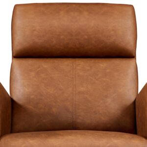 Yaheetech Leather Living Room Chair, Rocking Accent Chair, Modern Nursery Glider Chair with High Back and Side Pocket, Accent Rocker Armchair with Wood Legs for Living Room Bedroom Study, Brown