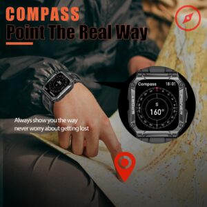 Military Smart Watches for Men (Call Receive/Dial) 1.95" HD Large Screen, Outdoor Tactical Rugged Smart Watch, Sport Fitness Tracker Watch with Compass Heart Rate Monitor Compatible with iOS & Android