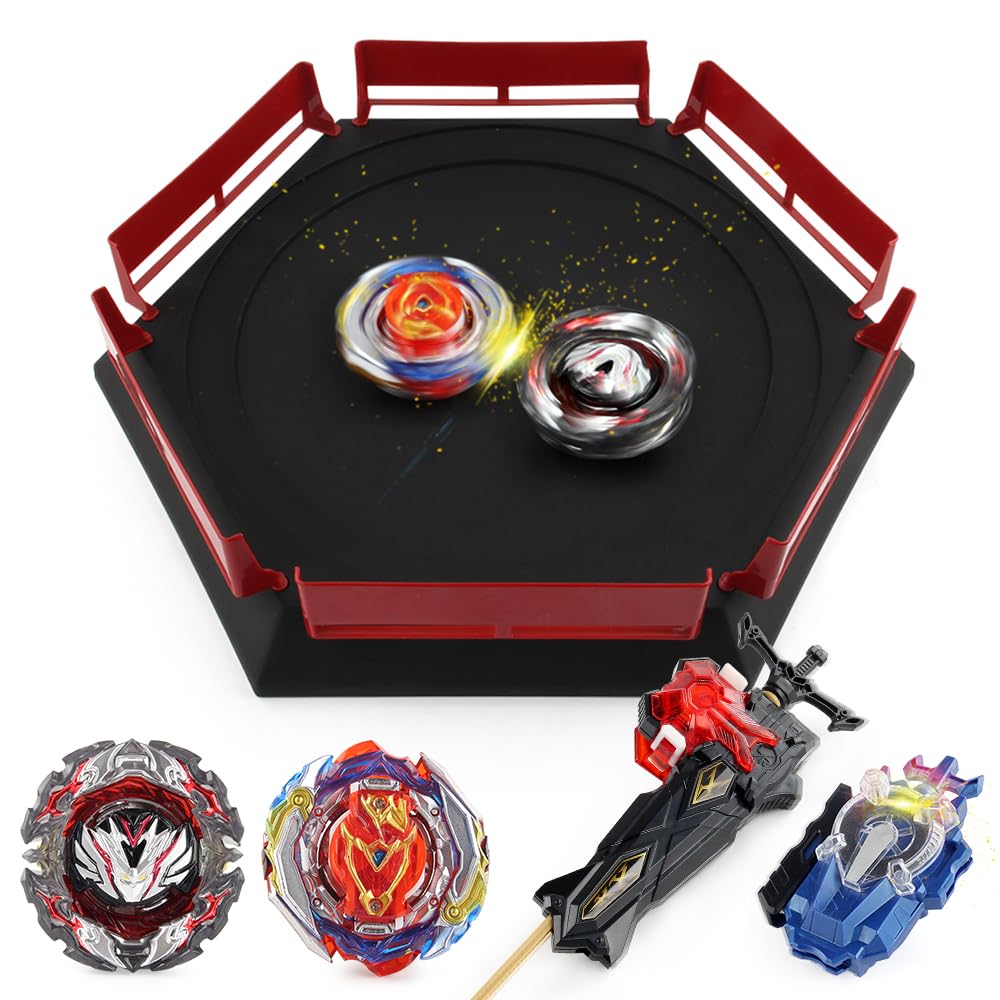 OBEST Bey Stadium Battling top Burst B-201/B-195 Battling Tops Set with 2 Launchers, Battle Arena with launchers for Gyro Fighting, Gifts for Kids