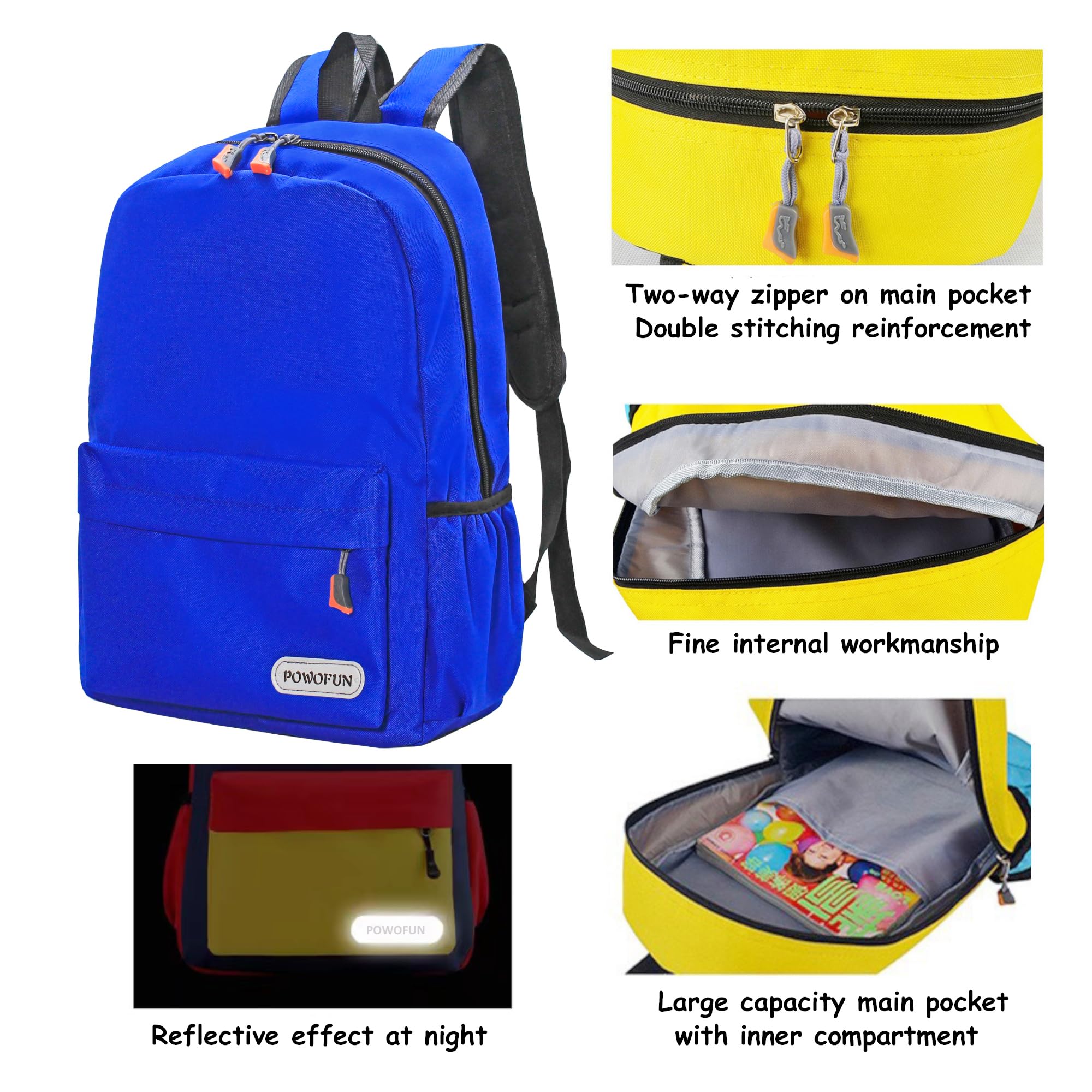 POWOFUN 15 inch Kids Backpack Lightweight Elementary School bag Kindergarten Bookbag Casual Travel Daypack