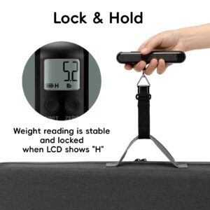 TADA 110 lbs Travel Luggage Scale Battery-Free Portable Digital Hanging Hand Baggage Scale for Travel Suitcase Weight Scale with Built-in Measuring Tape