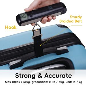 TADA 110 lbs Travel Luggage Scale Battery-Free Portable Digital Hanging Hand Baggage Scale for Travel Suitcase Weight Scale with Built-in Measuring Tape