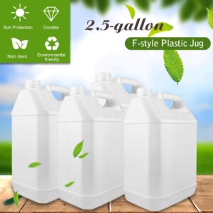 2.5 Gallon Water Jug, F-Style Plastic Jug, Water Storage Containers, Hdpe Containers with Leakproof Cap (4 Pack)