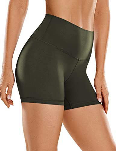 CRZ YOGA Womens ButterLuxe Biker Shorts 6 Inches - High Waisted Workout Running Volleyball Spandex Yoga Shorts Olive Green Medium