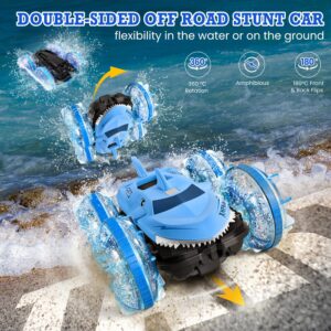 FUUY Amphibious Waterproof Remote Control Boat: RC Car Monster Truck with Lights 4WD Gesture Hand Controlled Water Beach Pool Toys Kids Gifts for Boys Pool Toys