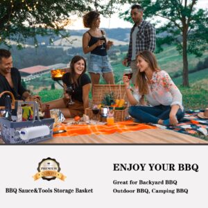 Rilltowpe BBQ Sauce&Tools Storage Basket it more convenient for you to carry barbecue sauce tools outdoors, on the beach, and on barbecues, and it is easier to store barbecue sauce tools.