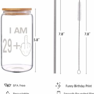 30th Birthday Gifts for Her - Funny 30th Birthday Gifts for Women - 30 Year Old Birthday Gift Ideas - 30th Birthday Gifts for Mom, Wife, Daughter, Sister, Friends, Coworkers - 16 oz Can Glass