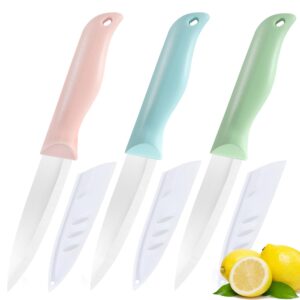 shoplease 3 pieces ceramic knives set, 4 inch fruit knife is suitable for most vegetables, fruits and meats