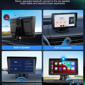 LAMTTO 7" HD Double Din Wireless Car Stereo with Apple Carplay & 1080P Backup Camera,Portable Touchscreen Android Auto Adapter with GPS Navigation System (RC04B)