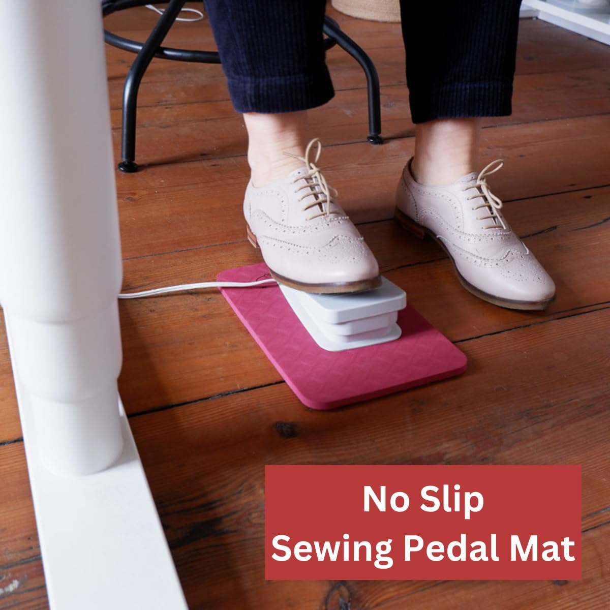 Madam Sew Sewing Machine Pedal Mat | No Slip Rubber Keeps Pedal in Place | Sewing Accessory | 7” x 10”