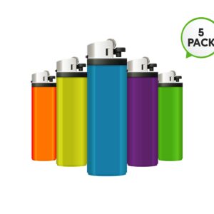 Scinex Classic Disposable Lighters, Multi Purpose and Lightweight, Candle Lighters, Cigerette Lighter, for BBQ and Outdoors, 5 Pack