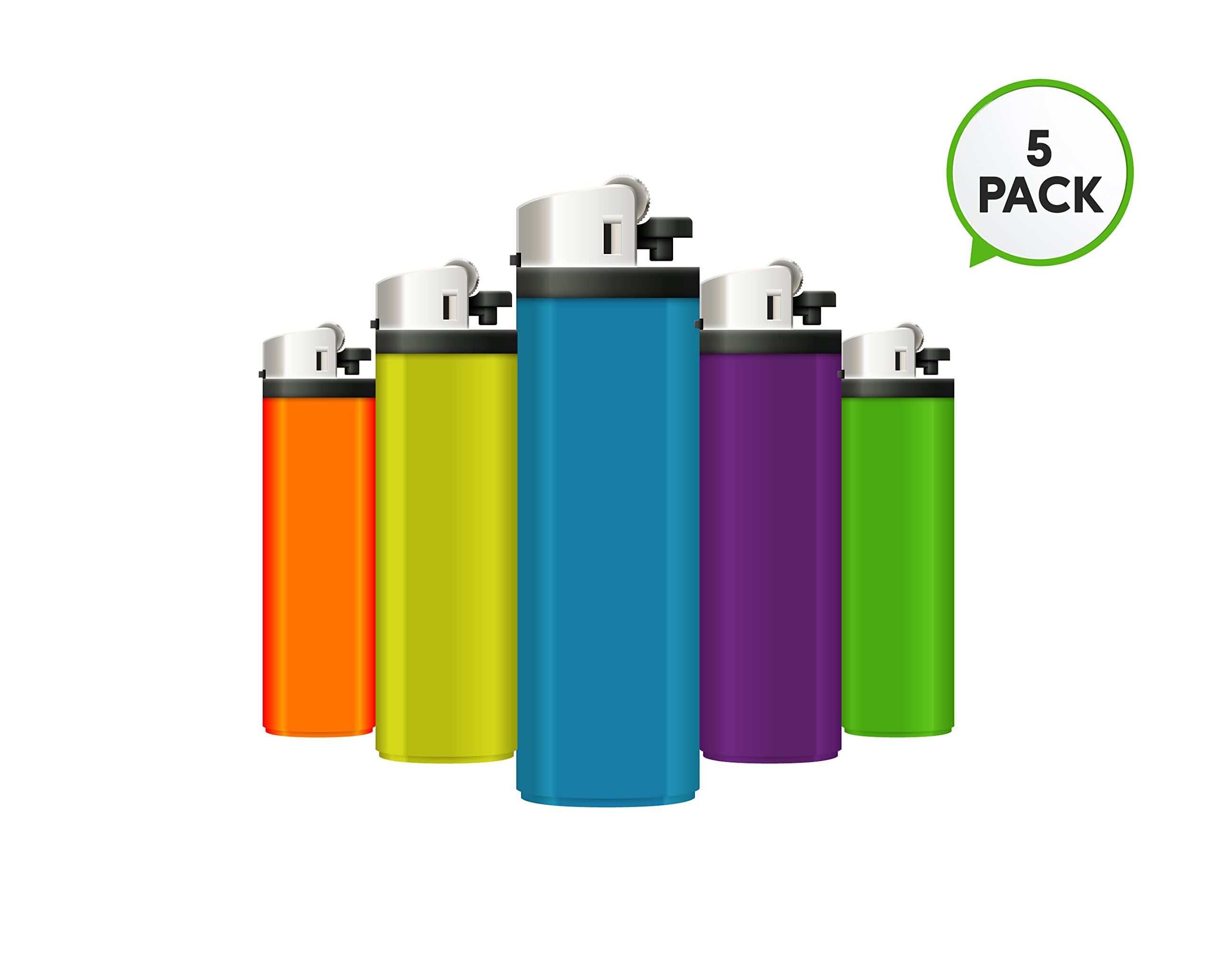 Scinex Classic Disposable Lighters, Multi Purpose and Lightweight, Candle Lighters, Cigerette Lighter, for BBQ and Outdoors, 5 Pack