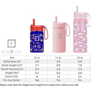 IRON °FLASK Kids Water Bottle - Straw Lid, 20 Name Stickers, Vacuum Insulated Stainless Steel, Double Walled Tumbler Travel Cup, Thermos Mug - Dark Pine, 14 Oz