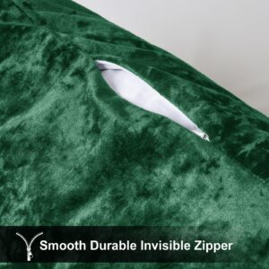 PHF Truly Velvet Zippered Body Pillowcase, No Insert, 1 Pack Ultra Soft Breathable Pillow Sham Cover with Zipper, 20"X 54" Long Luxury Cozy Warm Fuzzy Flannel Body Pillow Case, Emerald Green