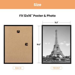 upsimples 12x16 Frame Black 3 Pack, Picture Frames 12 x 16 for Horizontal or Vertical Wall Mounting, Scratch-Proof Wall Gallery Photo Frame