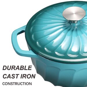 Enameled Dutch Oven with Lid,Cast Iron Dutch Oven Pot,Dual Handles for Bread Baking, Cook, Bake, Refrigerate Safe across All Cooktops(Green)