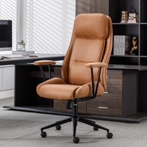 bowthy executive chair mid century office modern chair,55° reclining high back desk chair with wheels,conference room chairs,brown office chair,swivel chair 330lbs,computer chair for adults
