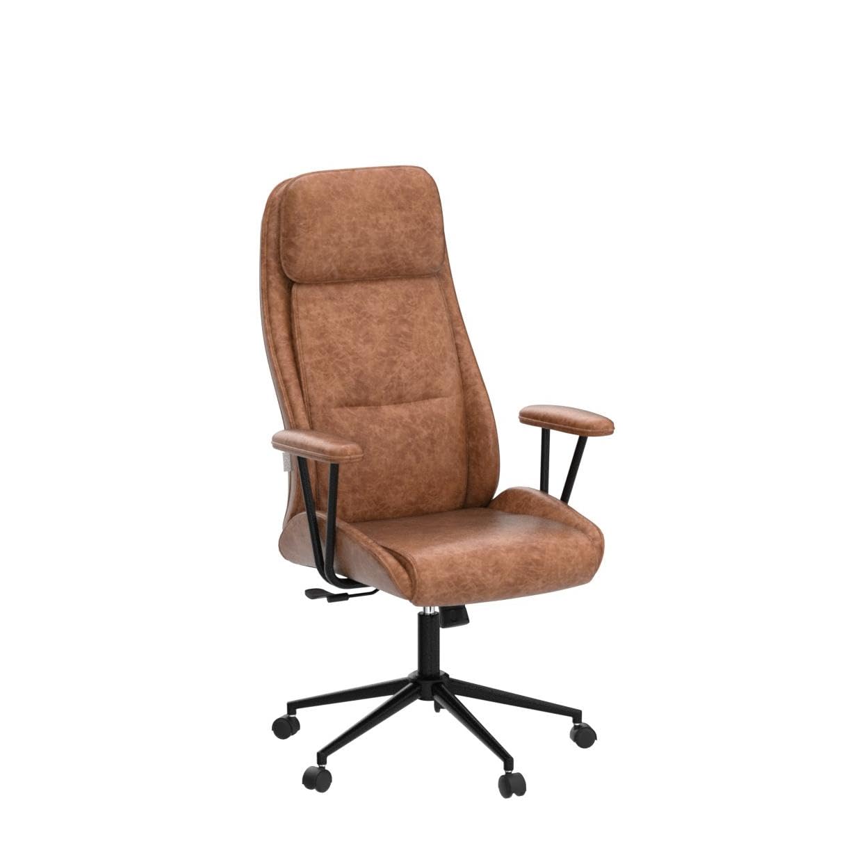 BOWTHY Executive Chair Mid Century Office Modern Chair,55° Reclining High Back Desk Chair with Wheels,Conference Room Chairs,Brown Office Chair,Swivel Chair 330lbs,Computer Chair for Adults