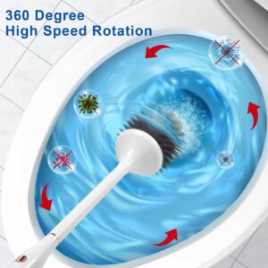 Ratolo Electric Toilet Brush,Silicone Toilet Brush,Toilet Bowl Brush and Holder Set with Ventilated Holder,Toilet Brush, Floor Standing, Wall Mounted Without Drilling，Rechargeable