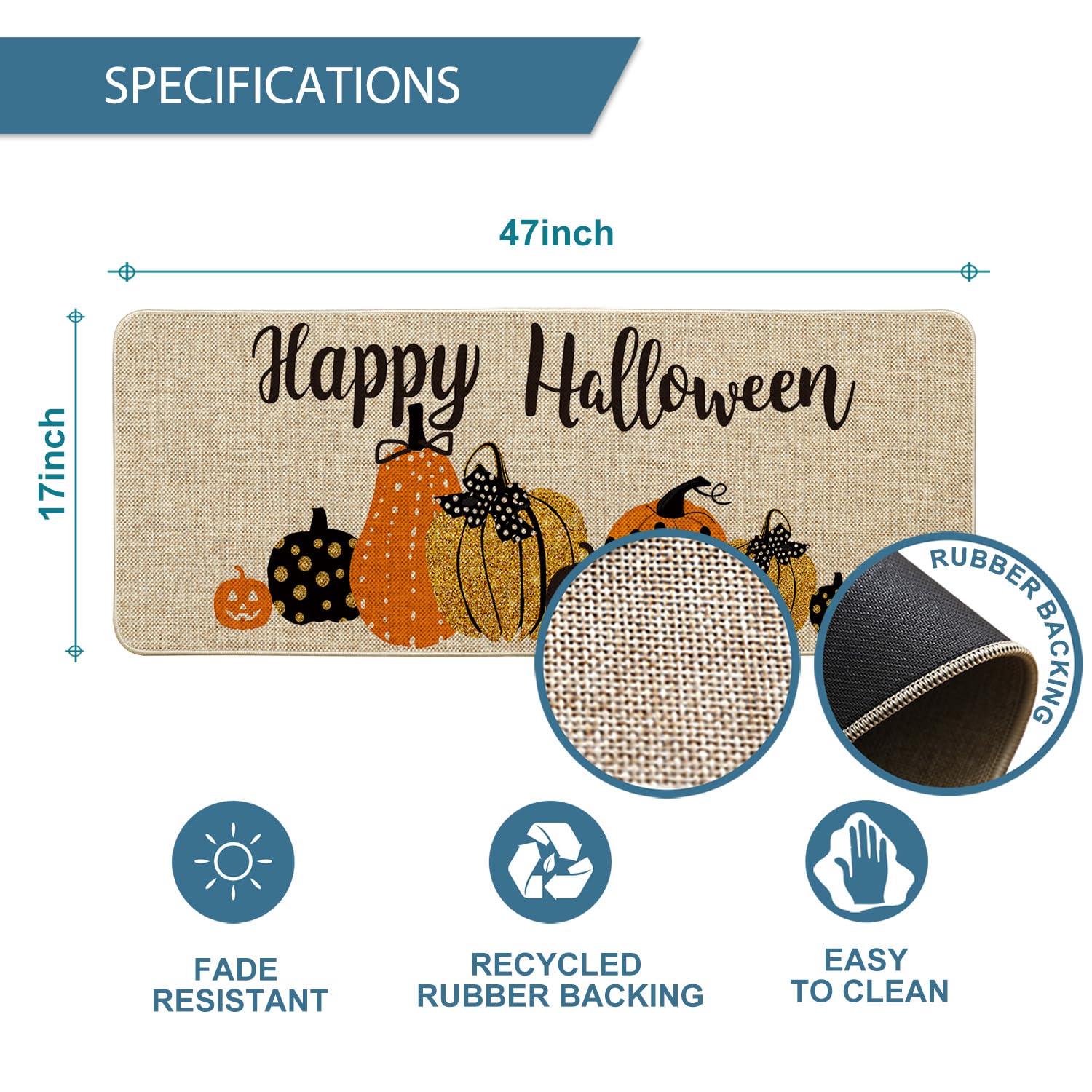 Artoid Mode Pumpkins Happy Halloween Doormat, Home Decor Low-Profile Switch Rug Door Mat Floor Mat for Indoor Outdoor 17x47 Inch