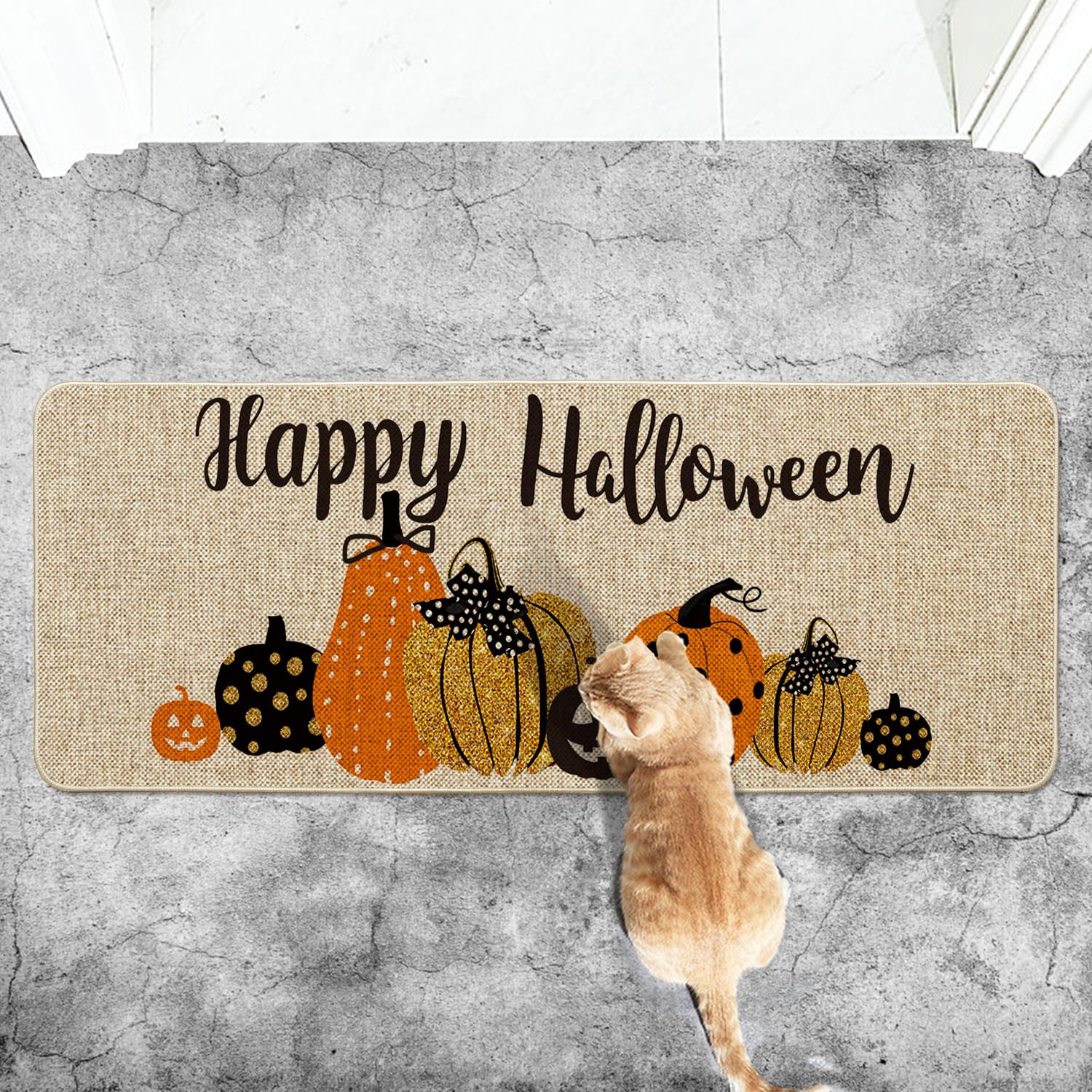 Artoid Mode Pumpkins Happy Halloween Doormat, Home Decor Low-Profile Switch Rug Door Mat Floor Mat for Indoor Outdoor 17x47 Inch