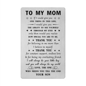 Mataly Mom Engraved Wallet Card - I Love You Mom Gifts - Mothers Day Gifts from Son - Mom Mother Birthday Decorations, Christmas