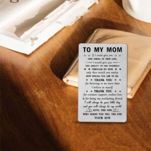 Mataly Mom Engraved Wallet Card - I Love You Mom Gifts - Mothers Day Gifts from Son - Mom Mother Birthday Decorations, Christmas