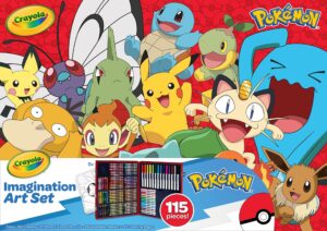 crayola pokémon imagination art set (115pcs), kids art kit, coloring supplies, pokemon toys, pokemon gift for boys & girls