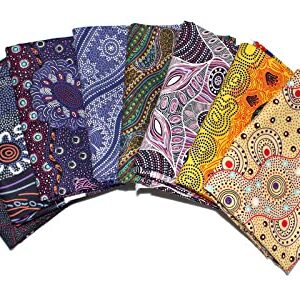 10 Fat Quarters Assorted Australian Aboriginal Nambooka Kangaroos Aborigine Indigenous Outback Quality Quilters Cotton Fabric Bundle