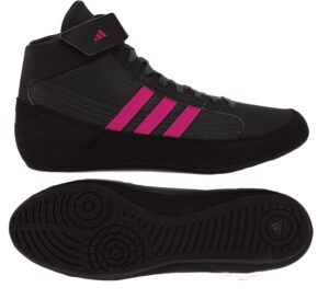 adidas men's hvc wrestling shoes, black/charcoal/hot pink, 9.5